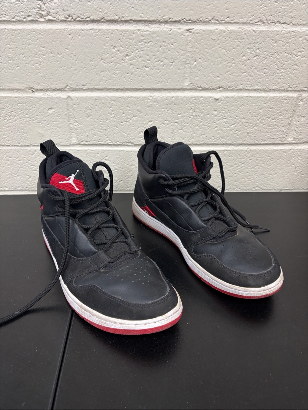 Jordan Black and Red Mid-Top Sneakers-Worn 2 times only